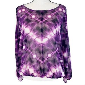 Ellen Tracy Tie Dye Blouse Purple Medium